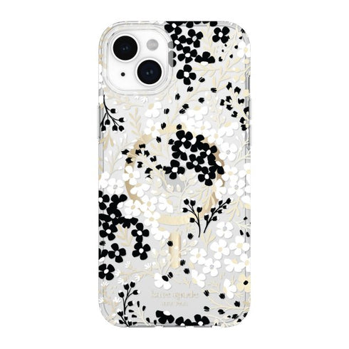 Kate Spade iPhone 15 Plus/14 Plus Protective Hardshell MagSafe Case - Black/White (Multi Floral)